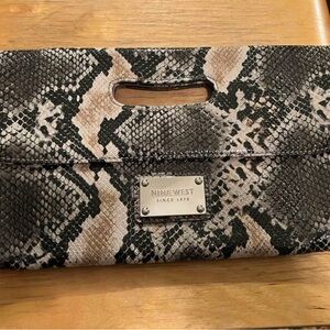 Nine West faux snakeskin clutch